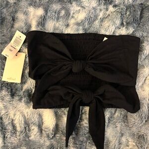 Wilfred Black Double Tie Strapless Crop Top
